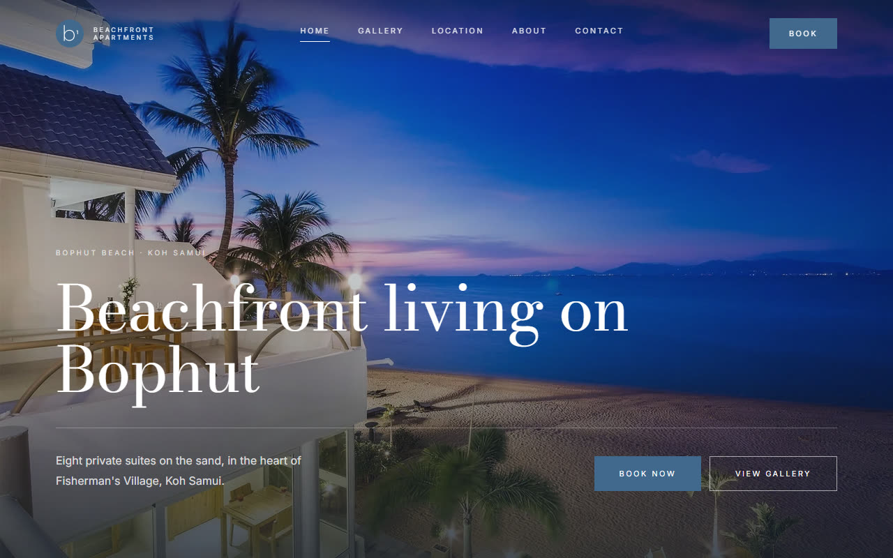 B1 Beachfront Apartments website, by Sovana